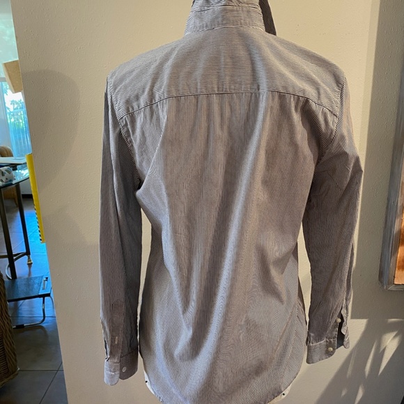 Otto Kern Grey and White Stripe Blouse Size 2 - Picture 5 of 10